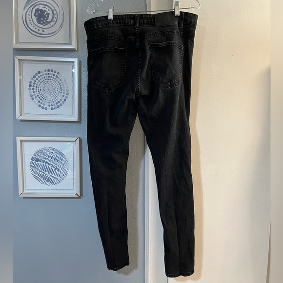 Waimea Men's Distressed Shredded Ripped Black Skinny Jeans Size 36 - Picture 4 of 9